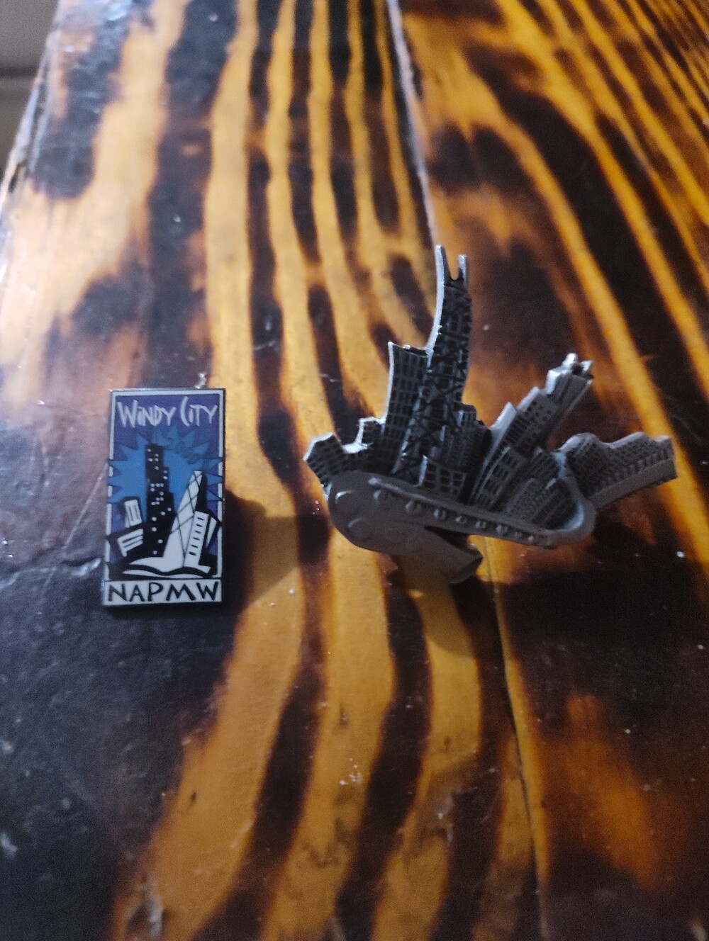 Windy City Collector Pin - Blue and Silver Skyline Design